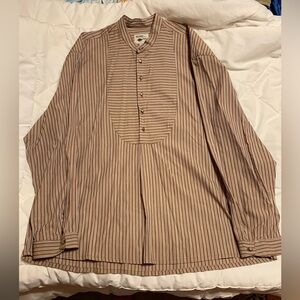 Vintage inspired Branding Iron trade mark collarless long sleeve men’s shirt